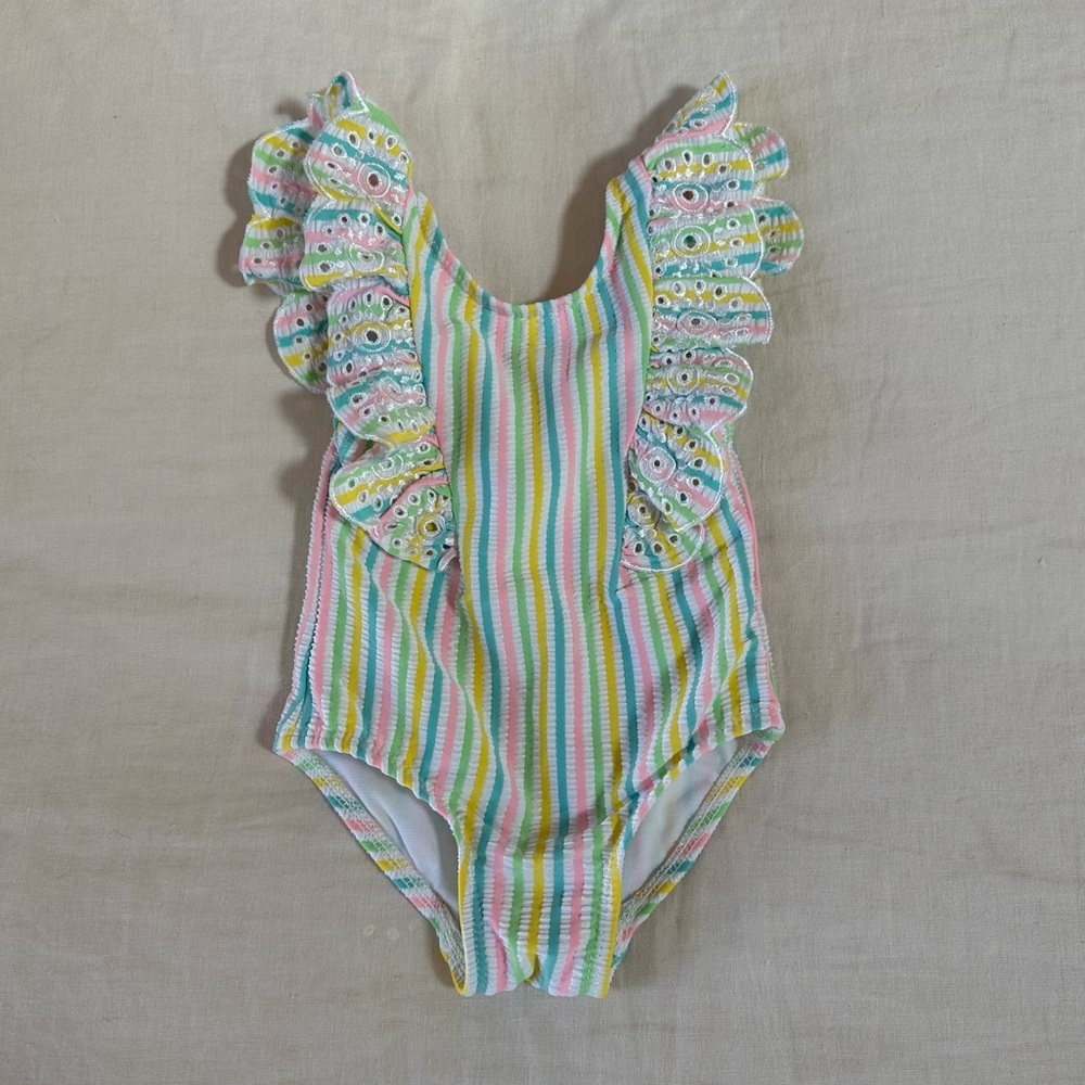 Little Me Multicolor Striped Ruffle One Piece Swimsuit 6-9 Months